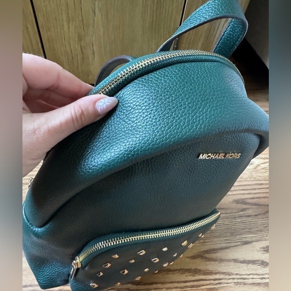 Michael Kors - Erin Medium Green Studded Backpack - Picture 14 of 15